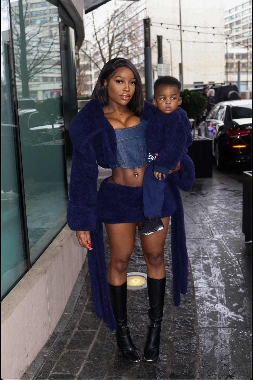 Denim blaze skirt set(jacket,corset and skirt)